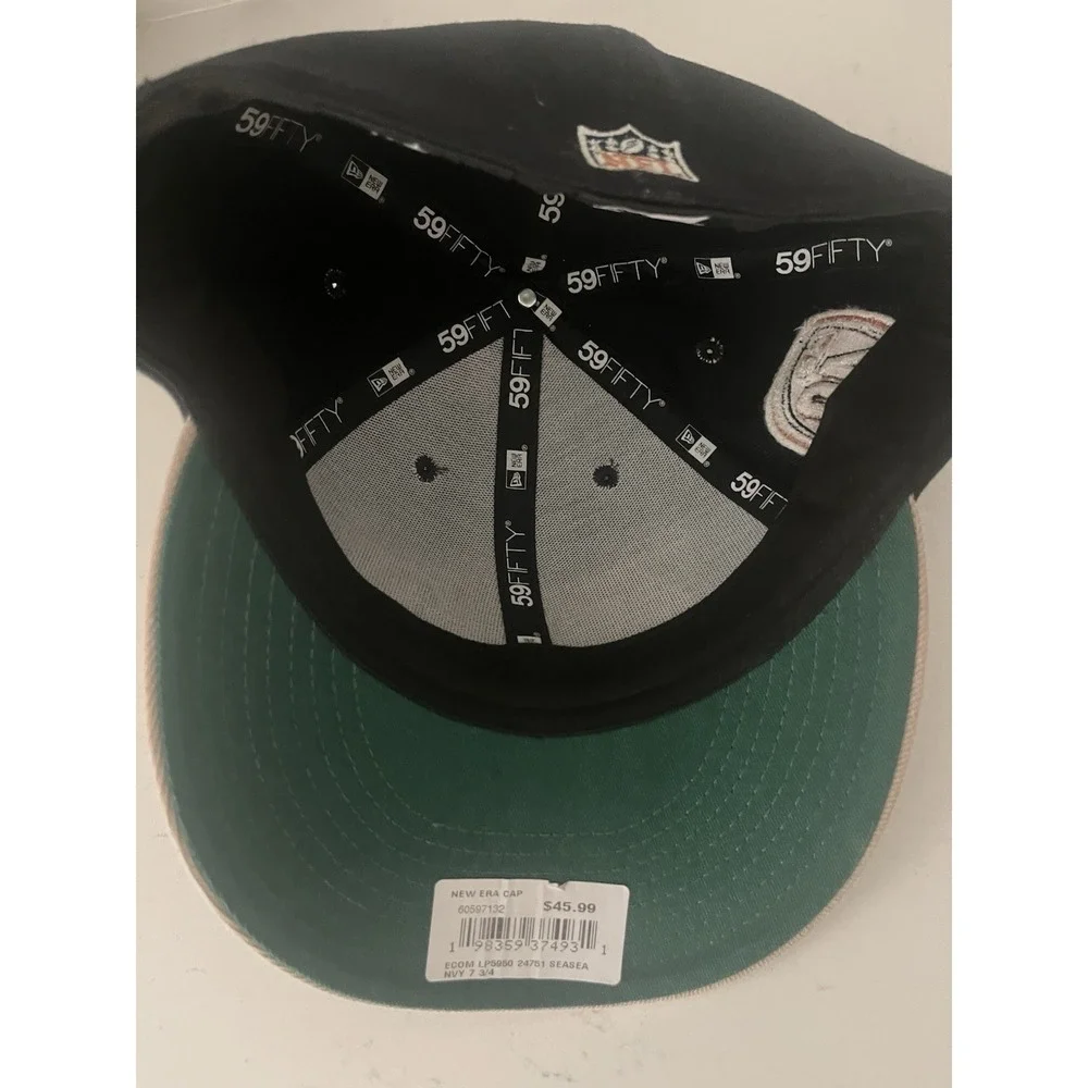 Seattle Seahawks New Era 59FIFTY Sz 7 3/4 Navy Hat With 40 Seasons Patch‎